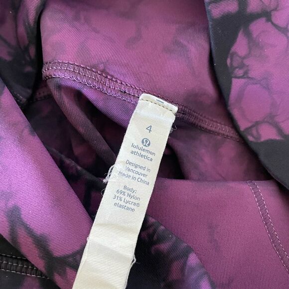 Lululemon Purple Print Active Long Leggings Tights 4 - Picture 5 of 5